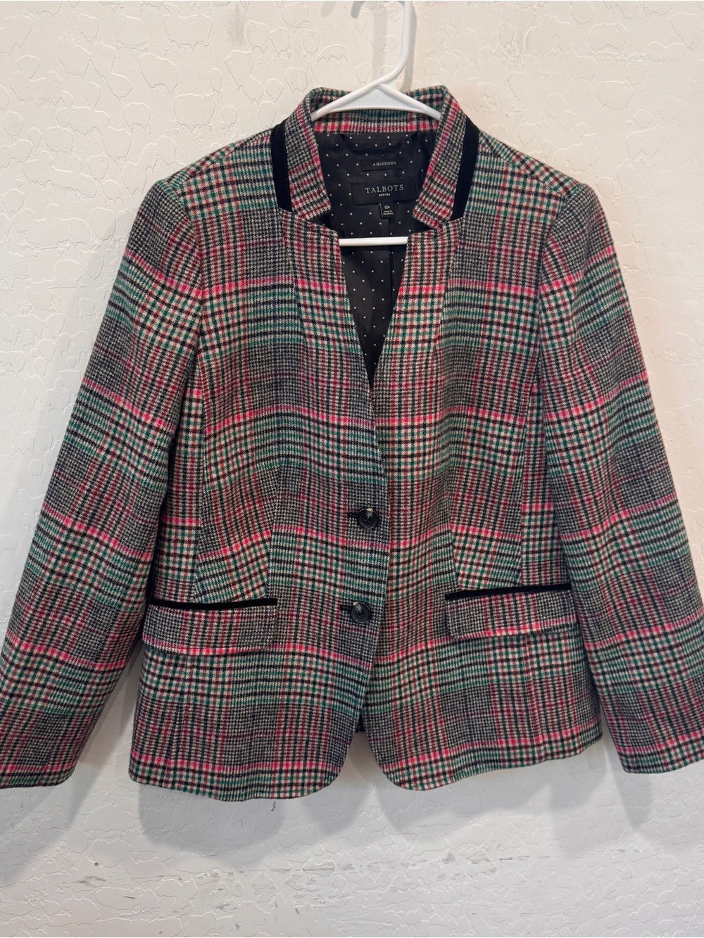 Talbots Aberdeen Plaid Blazer Women’s 10P Wool Academia Business Career Office